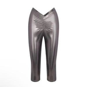 Skims NWT Metallic Swim V Waist Capri Shorts Pant sz Small Color Carbon